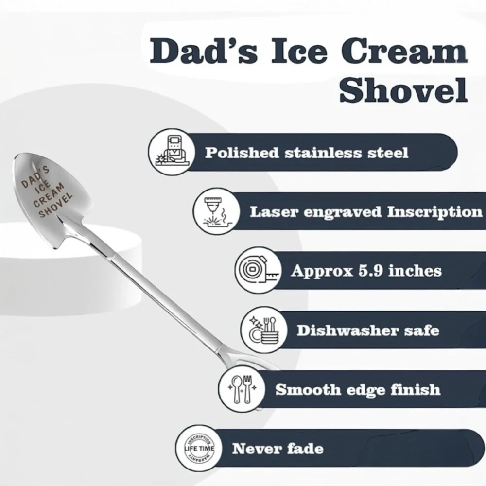 Dad’s Ice Cream Shovel Stainless Steel Spoon, NWT